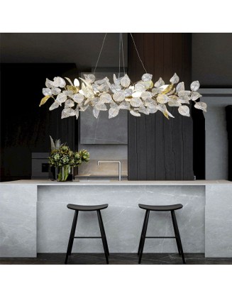 Modern simple light luxury leaf decorative chandelier