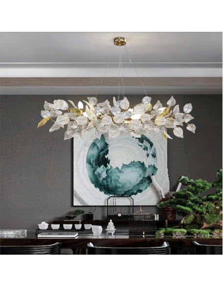  Modern simple light luxury leaf decorative chandelier